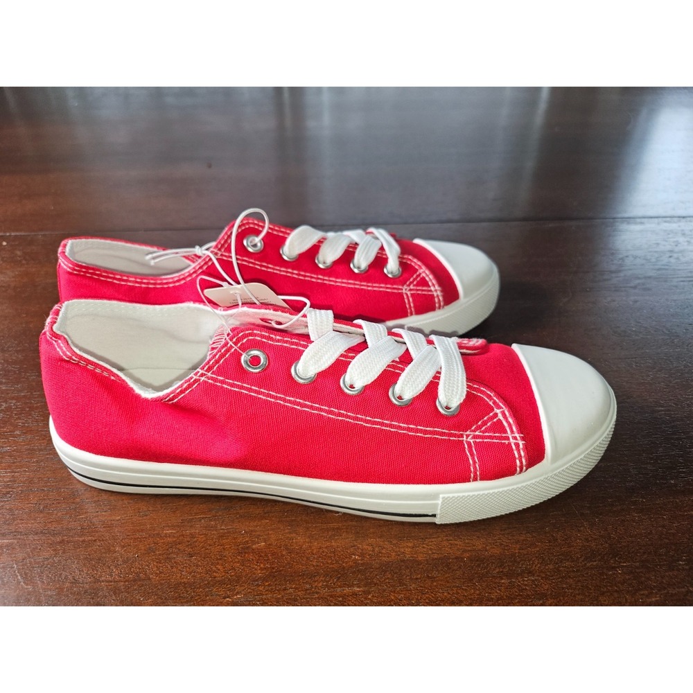 JOSINY Women's Canvas Red Sneaker Lace-up Classic Casual Shoes New‎ Size 7